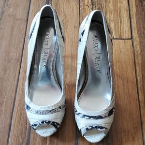 White House Black Market tan and black heels